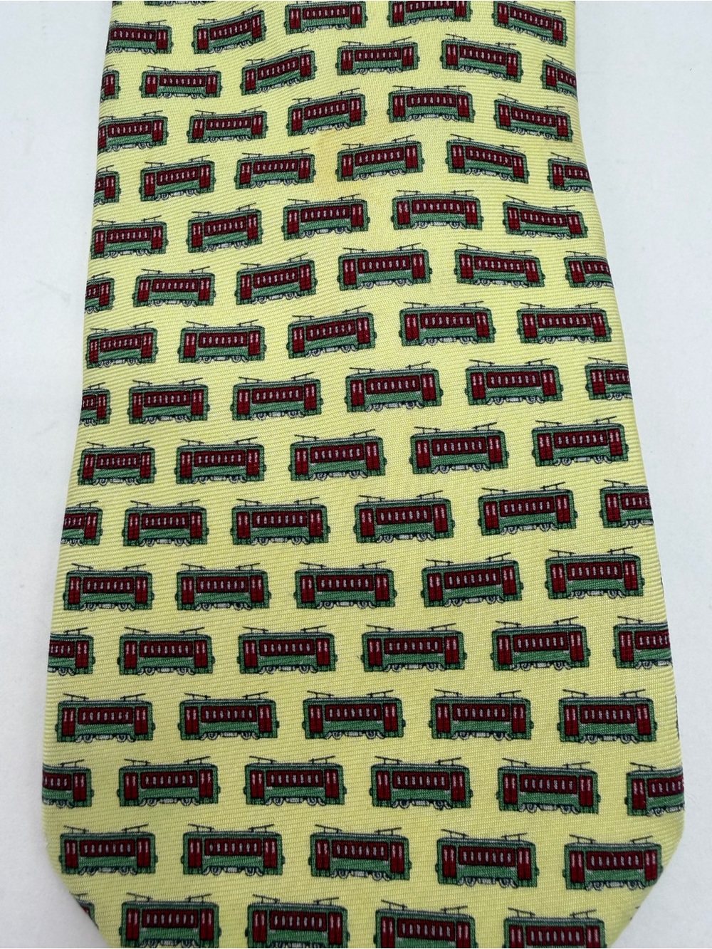 NOLA Couture Men's Silk Tie Yellow Streetcar Pattern